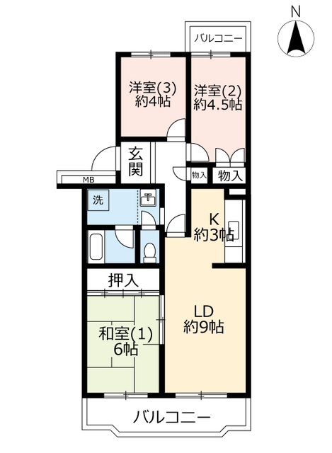 ＵＲ清瀬旭が丘第二の間取り