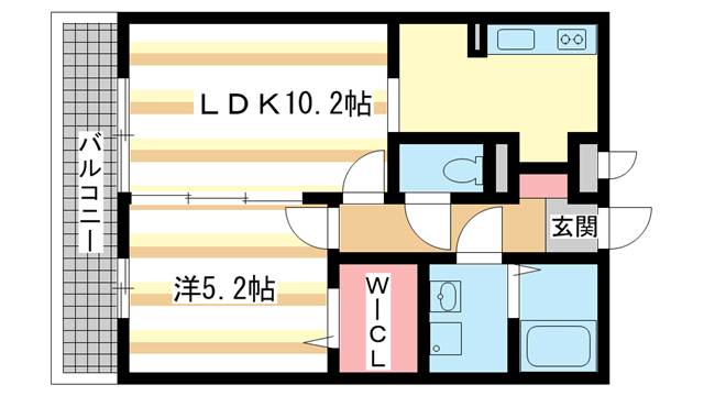 奈良市西大寺南町のマンションの間取り