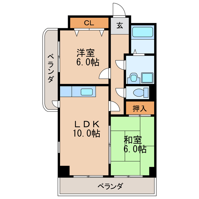 名古屋市北区柳原のマンションの間取り