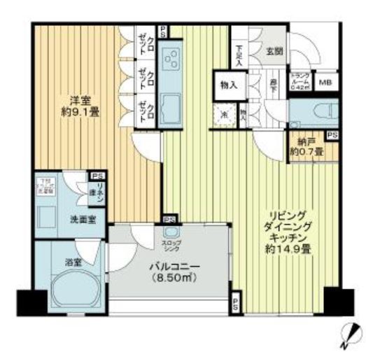 川崎市高津区末長のマンションの間取り