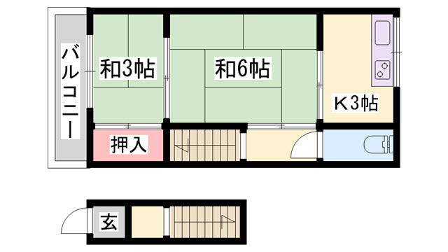 山中荘　２階北の間取り