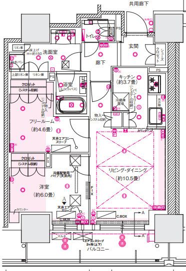 大阪市中央区久太郎町のマンションの間取り