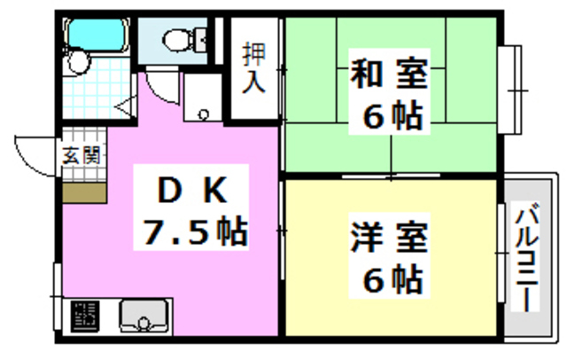 二階堂ハイツＢ棟の間取り