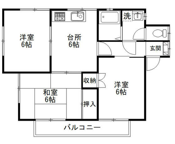 横浜市青葉区市ケ尾町のアパートの間取り