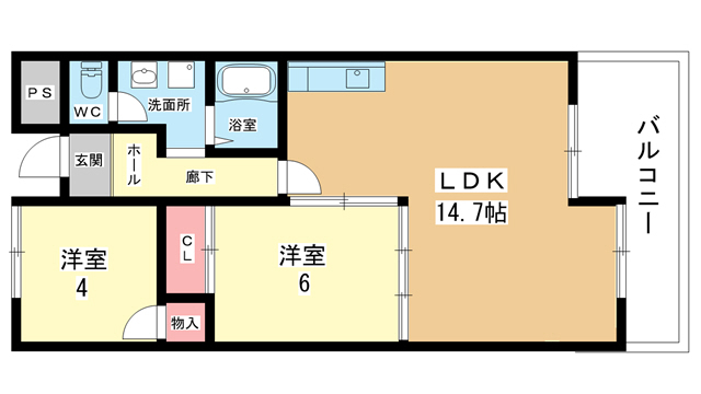 豊中市緑丘のマンションの間取り