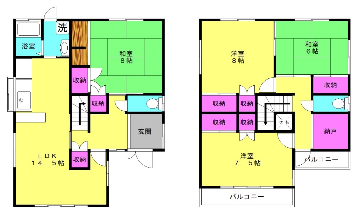 平岡町一色貸家の間取り