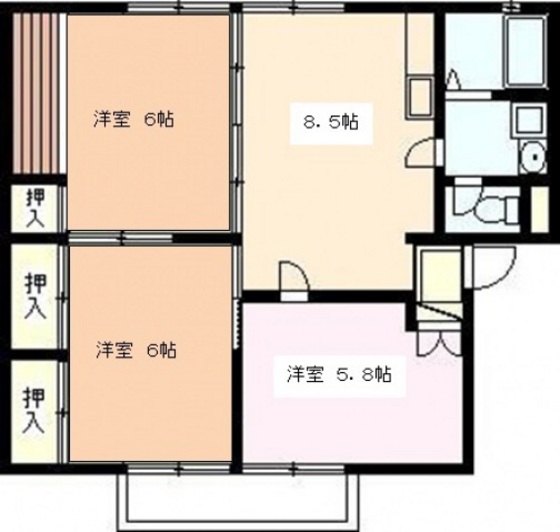 広島市東区戸坂くるめ木のアパートの間取り