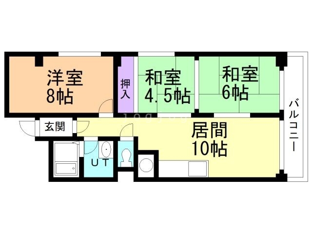 札幌市南区川沿十二条のマンションの間取り