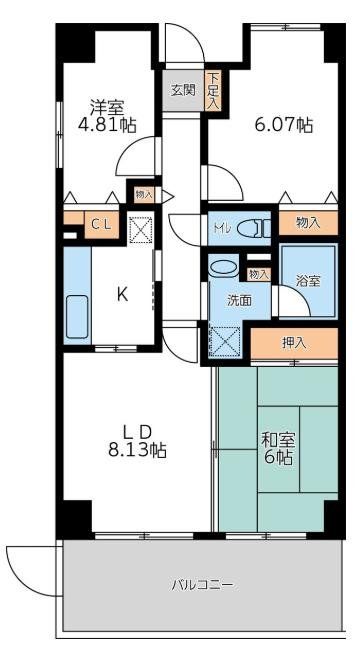 横浜市青葉区市ケ尾町のマンションの間取り