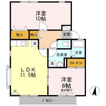 福山市神辺町大字新徳田のアパートの間取り