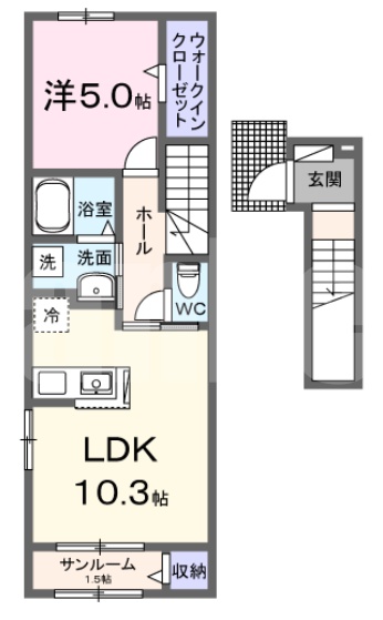 岡山市南区豊成のアパートの間取り