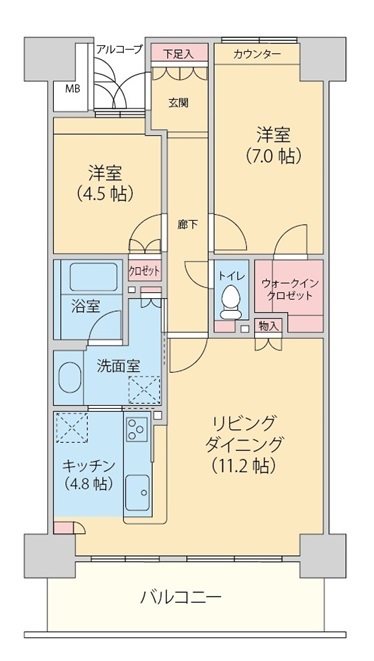 プレシオ・南ユーカリが丘の間取り