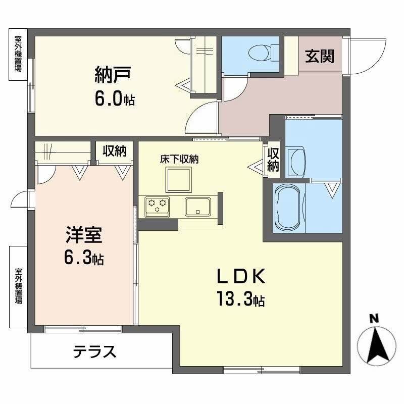 八尾市上之島町南のアパートの間取り