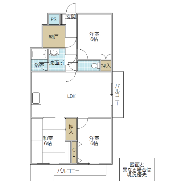 水戸市見川のマンションの間取り