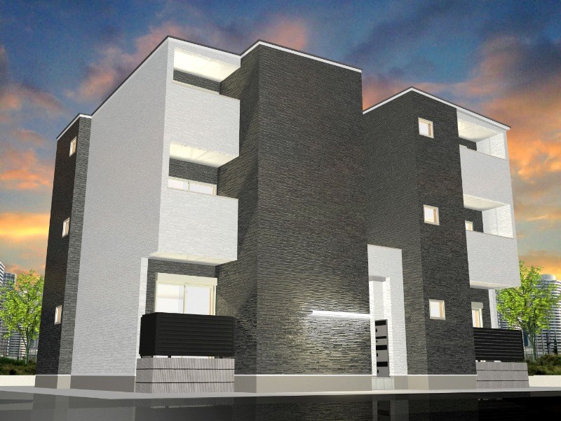 建物外観　外観パース　オートロック　宅配ＢＯＸ　デザイナーズ