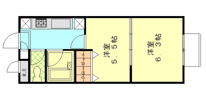 岡山市中区国富のマンションの間取り