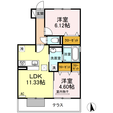 熊本市南区八分字町のアパートの間取り