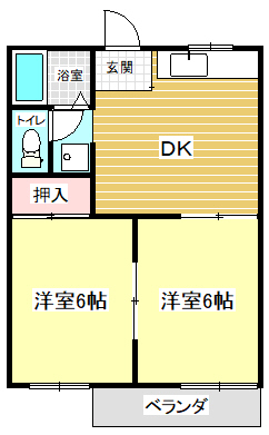 アピアランス神の倉Ｂ棟の間取り