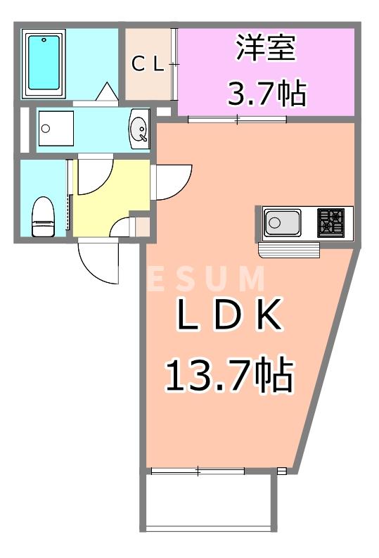 【千葉市中央区道場南のアパートの間取り】