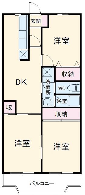 秦野市平沢のマンションの間取り