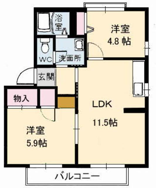 ディアス宇部坂　Ｂ棟の間取り