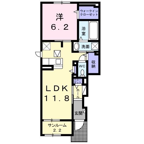 三沢市大字三沢のアパートの間取り