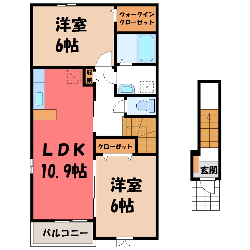 【下野市仁良川のアパートの間取り】