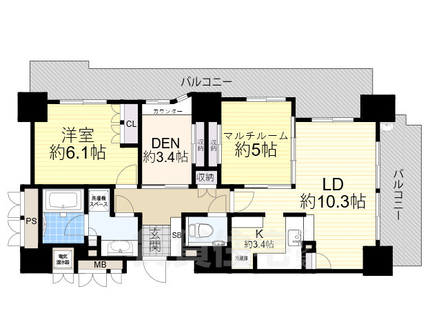 大阪市天王寺区清水谷町のマンションの間取り