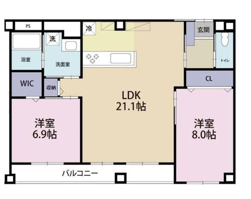 福岡市博多区千代のマンションの間取り