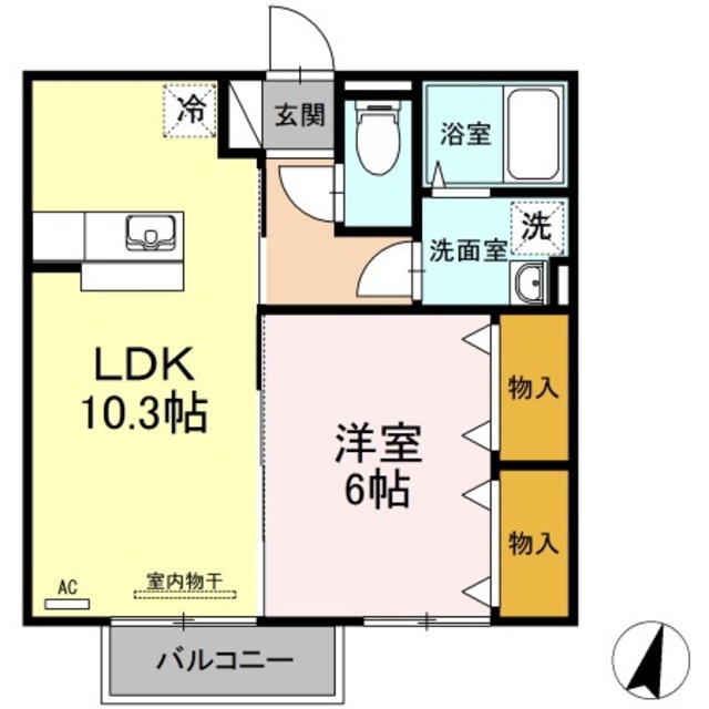 倉敷市北浜町のアパートの間取り