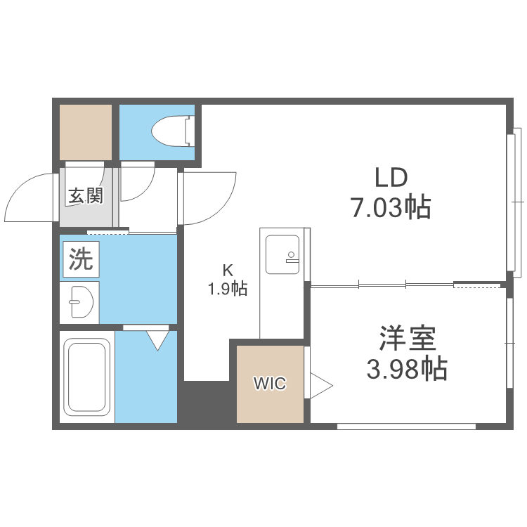 札幌市東区北二十三条東のマンションの間取り