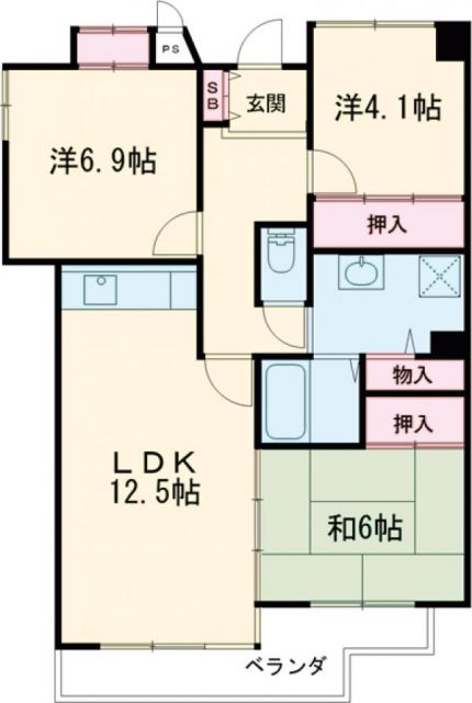 日立市会瀬町のマンションの間取り