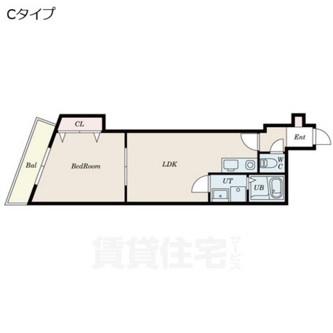 京都市右京区太秦森ケ前町のアパートの間取り