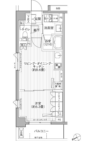 メゾンカルム市谷仲之町の間取り