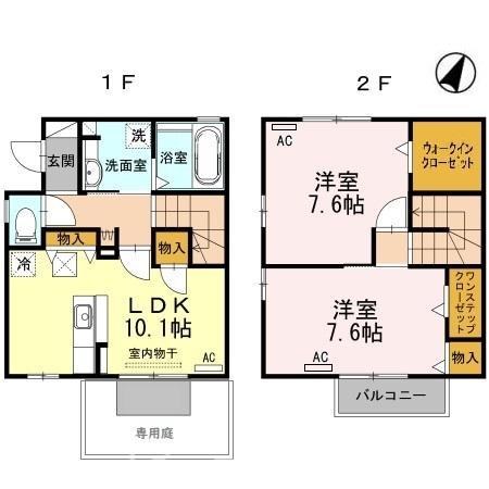 豊橋市三ノ輪町のアパートの間取り