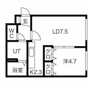 札幌市白石区菊水四条のマンションの間取り