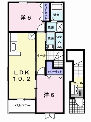 松山市南梅本町のアパートの間取り