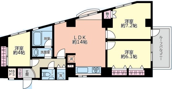 新宿区西新宿のマンションの間取り