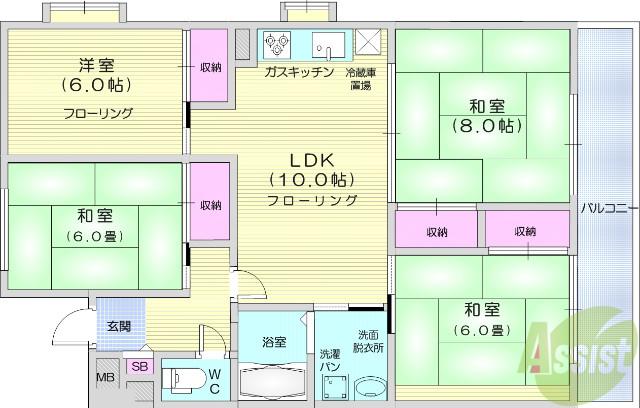 宮城県仙台市青葉区荒巻本沢１（マンション）の賃貸物件の間取り