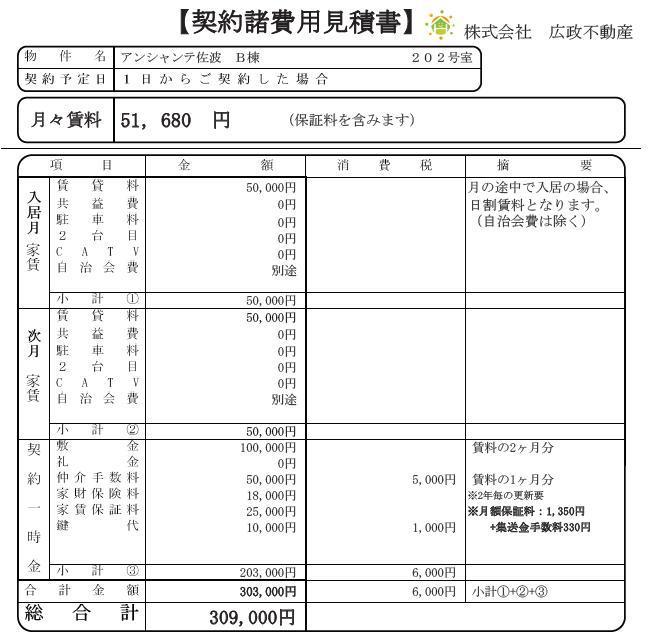 その他設備　初期費用見積