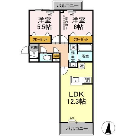 中頭郡読谷村字大湾のマンションの間取り