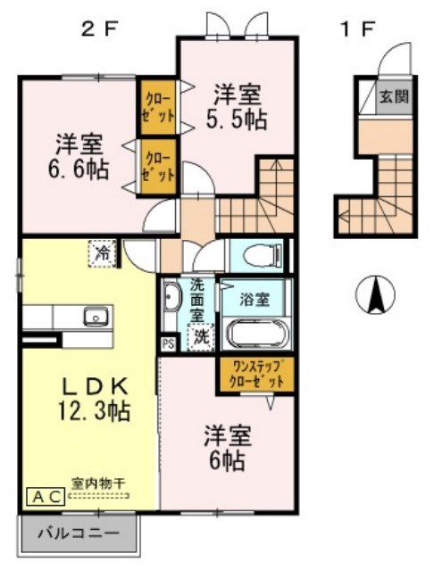 姫路市大津区長松のアパートの間取り