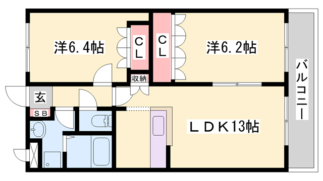 加古郡稲美町国岡のアパートの間取り