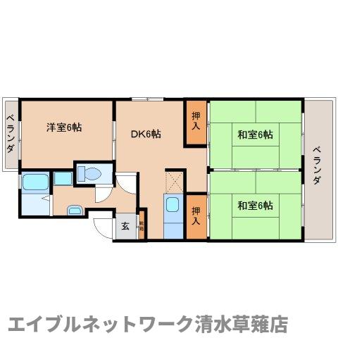 静岡市清水区草薙のマンションの間取り