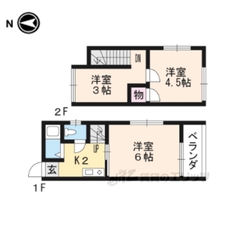 京都市右京区太秦安井小山町のアパートの間取り