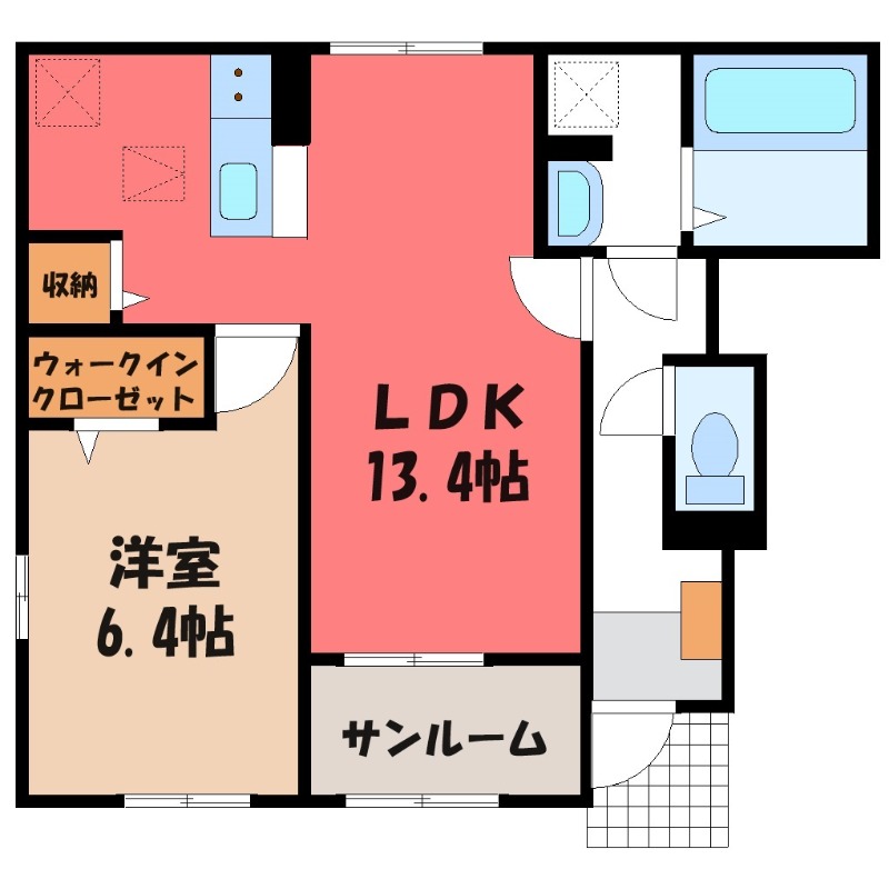 鹿沼市茂呂のアパートの間取り