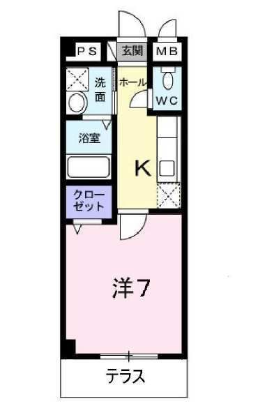 京都市北区等持院中町のアパートの間取り