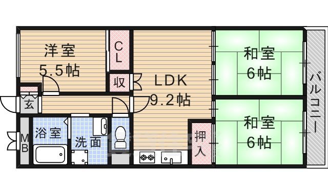 マンション備前A棟の間取り