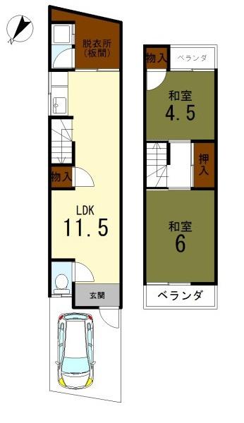 納所中河原　貸家の間取り