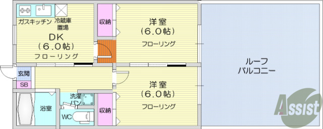 仙台市宮城野区出花のアパートの間取り